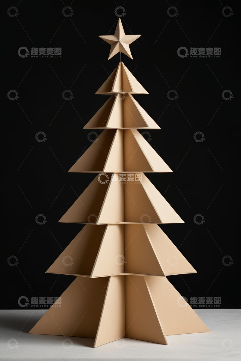 高清大图下载【趣麦麦图】立体纸质圣诞树装饰