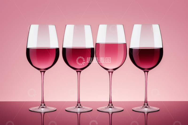 高清大图下载【趣麦麦图】四个盛有红酒的高脚杯