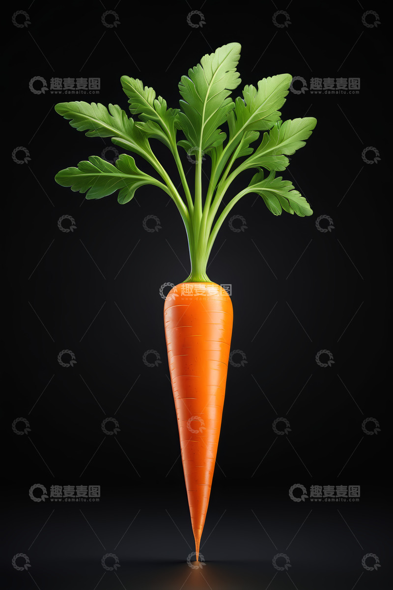 高清大图下载【趣麦麦图】橙色胡萝卜带绿叶特写