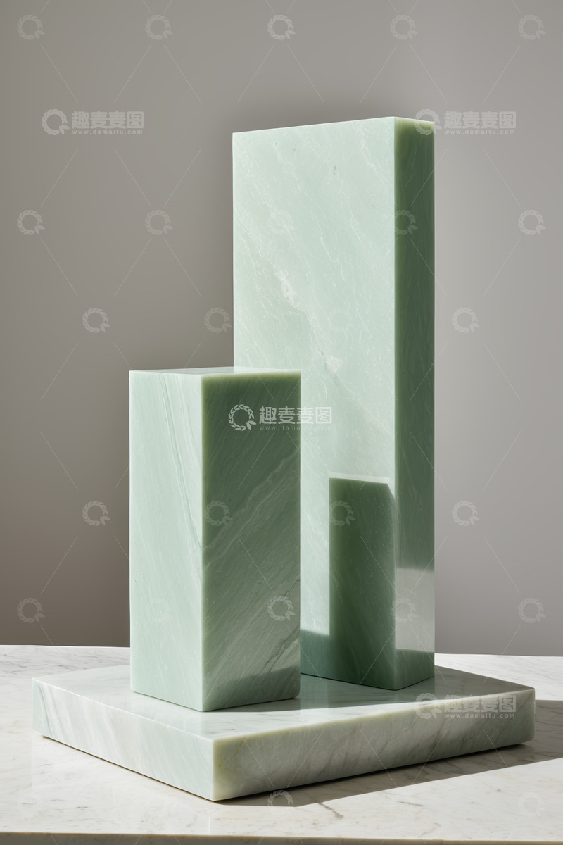 高清大图下载【趣麦麦图】绿色大理石摆件静物展示