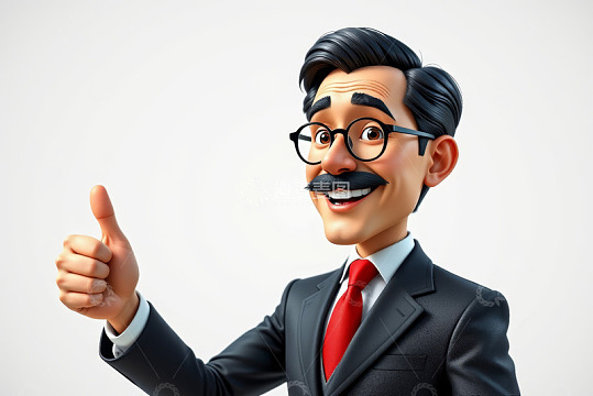 卡通西装男人竖大拇指