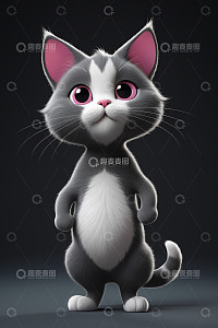 站立的卡通小猫形象