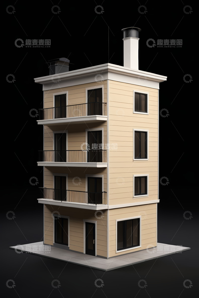 高清大图下载【趣麦麦图】三层住宅建筑三维模型