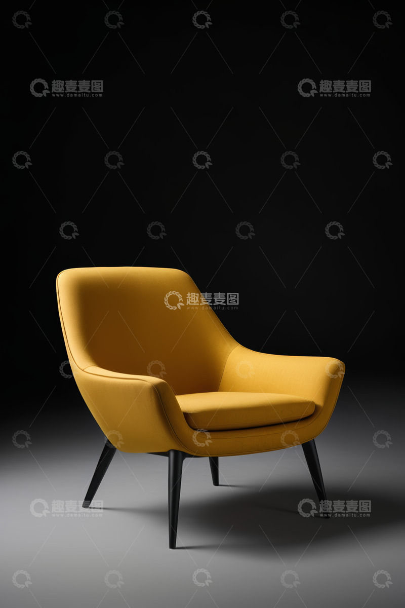 高清大图下载【趣麦麦图】现代黄色舒适单人沙发