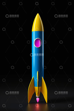 蓝色火箭3D模型图