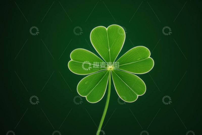 高清大图下载【趣麦麦图】绿色四叶草特写
