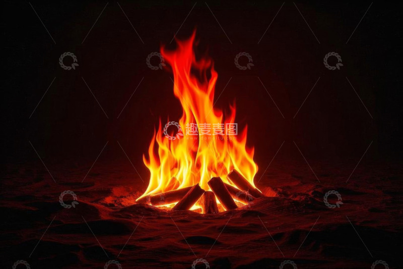 高清大图下载【趣麦麦图】篝火燃烧特写画面