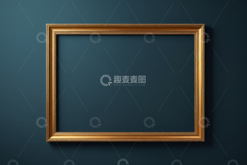 高清大图下载【趣麦麦图】深蓝色背景上的金色画框