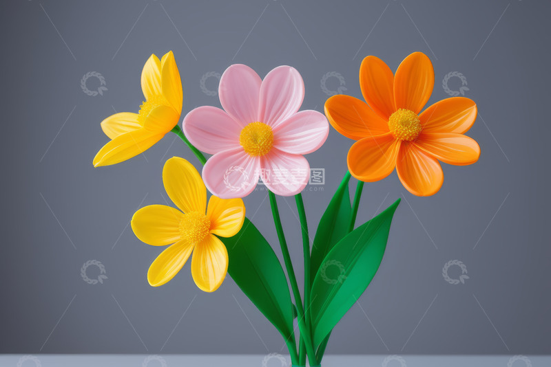 高清大图下载【趣麦麦图】多彩塑料花朵特写