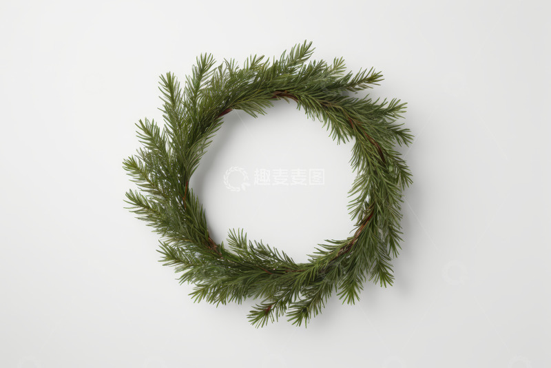 高清大图下载【趣麦麦图】绿色松枝花环装饰素材