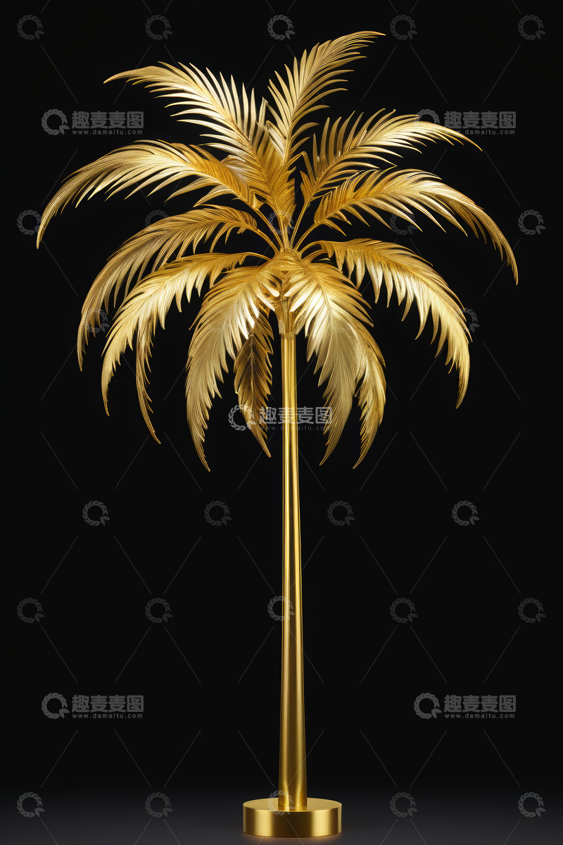 高清大图下载【趣麦麦图】金色棕榈树装饰摆件