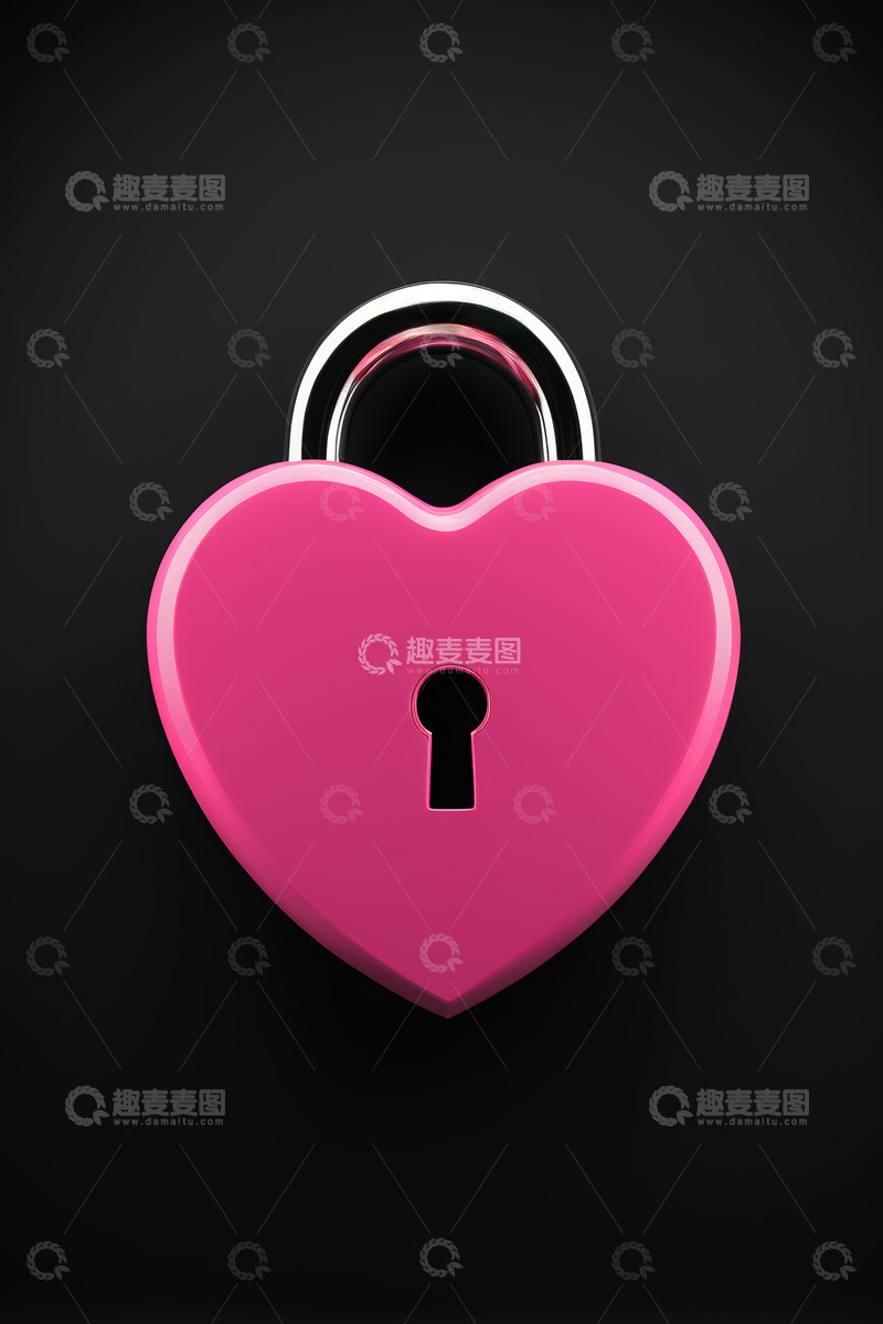 高清大图下载【趣麦麦图】粉色心形挂锁特写