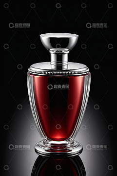 红色液体香水玻璃瓶特写