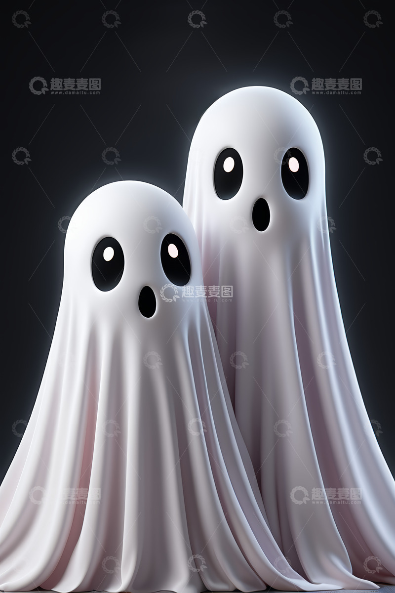 高清大图下载【趣麦麦图】两个白色幽灵形象