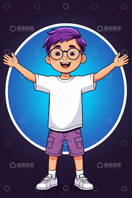 张开双臂的卡通男孩形象