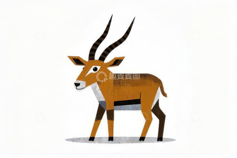 高清大图下载【趣麦麦图】卡通羚羊插画