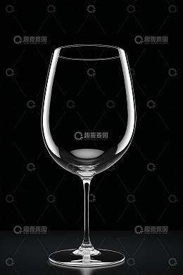 黑色背景下的透明高脚酒杯