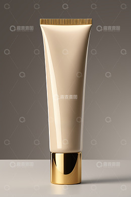 米色管状化妆品产品特写