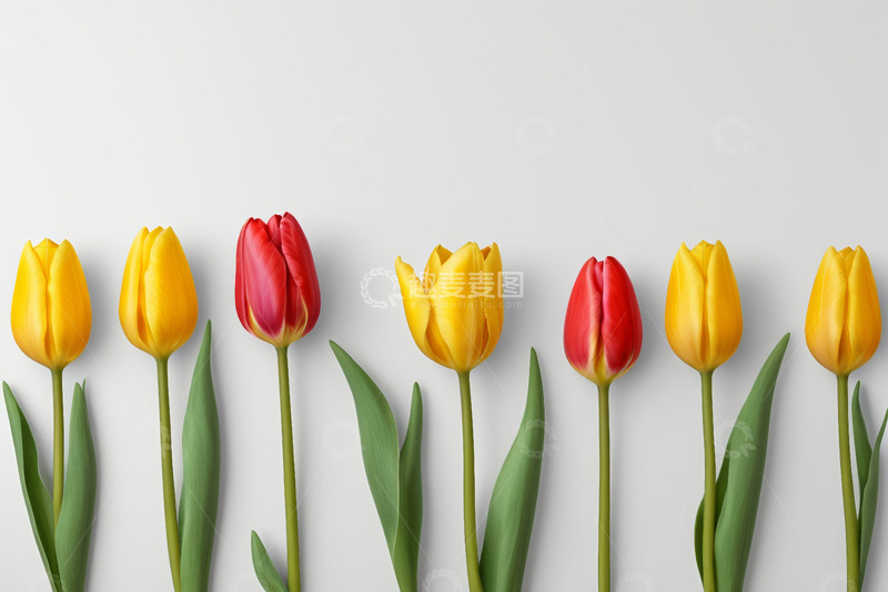 高清大图下载【趣麦麦图】红黄郁金香整齐排列