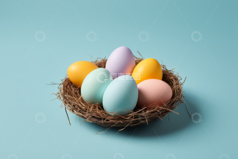 高清大图下载【趣麦麦图】巢中多彩装饰鸡蛋