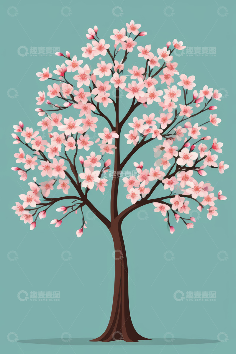 高清大图下载【趣麦麦图】盛开的粉色樱花树