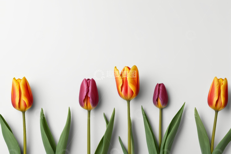 高清大图下载【趣麦麦图】五朵多彩郁金香摆拍