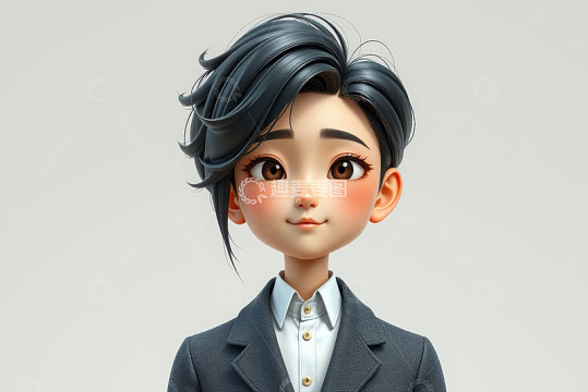 卡通商务少年肖像