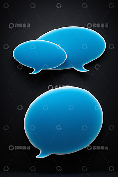 黑色背景蓝色对话气泡图标