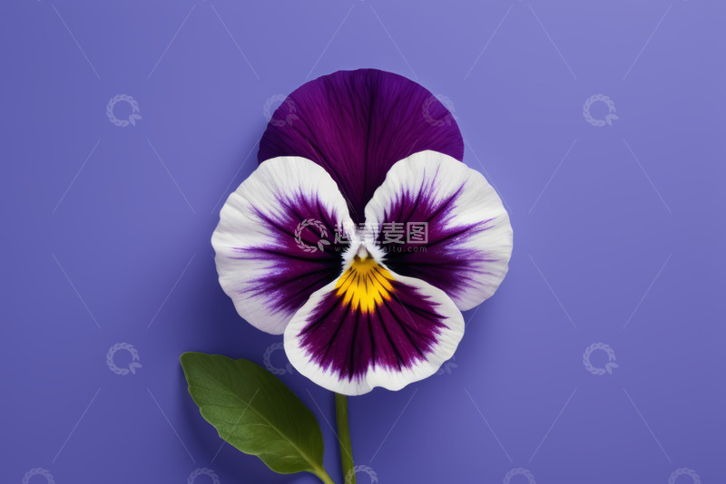 高清大图下载【趣麦麦图】紫色背景三色堇花卉特写