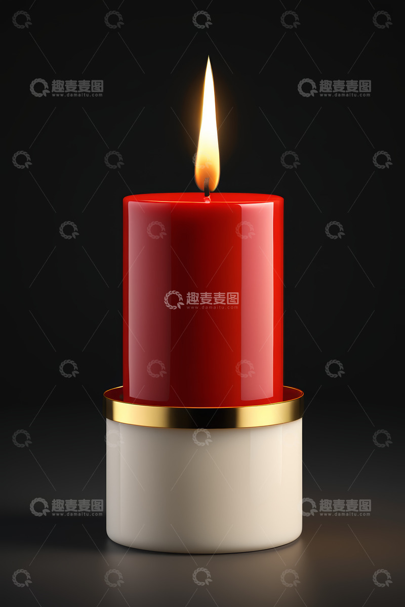 高清大图下载【趣麦麦图】红色蜡烛燃烧特写