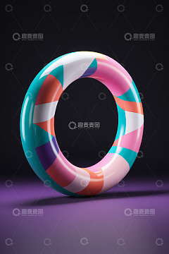 彩色几何图案环形物体