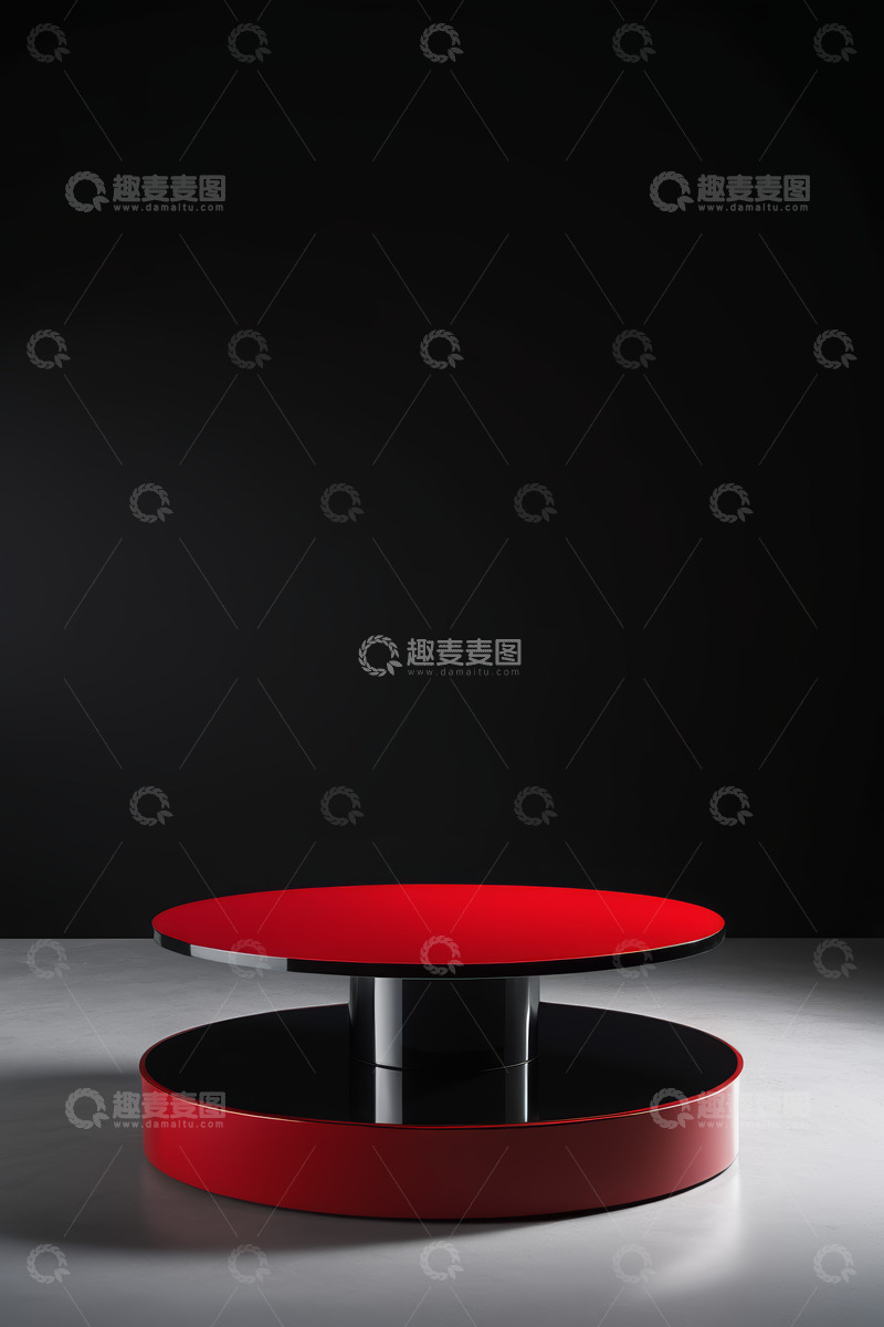 高清大图下载【趣麦麦图】现代简约红色圆形茶几