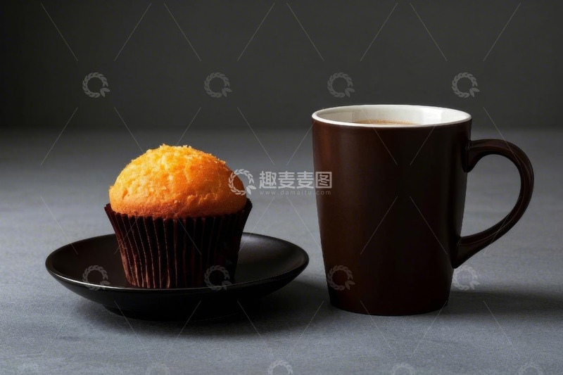 高清大图下载【趣麦麦图】咖啡与纸杯蛋糕静物组合