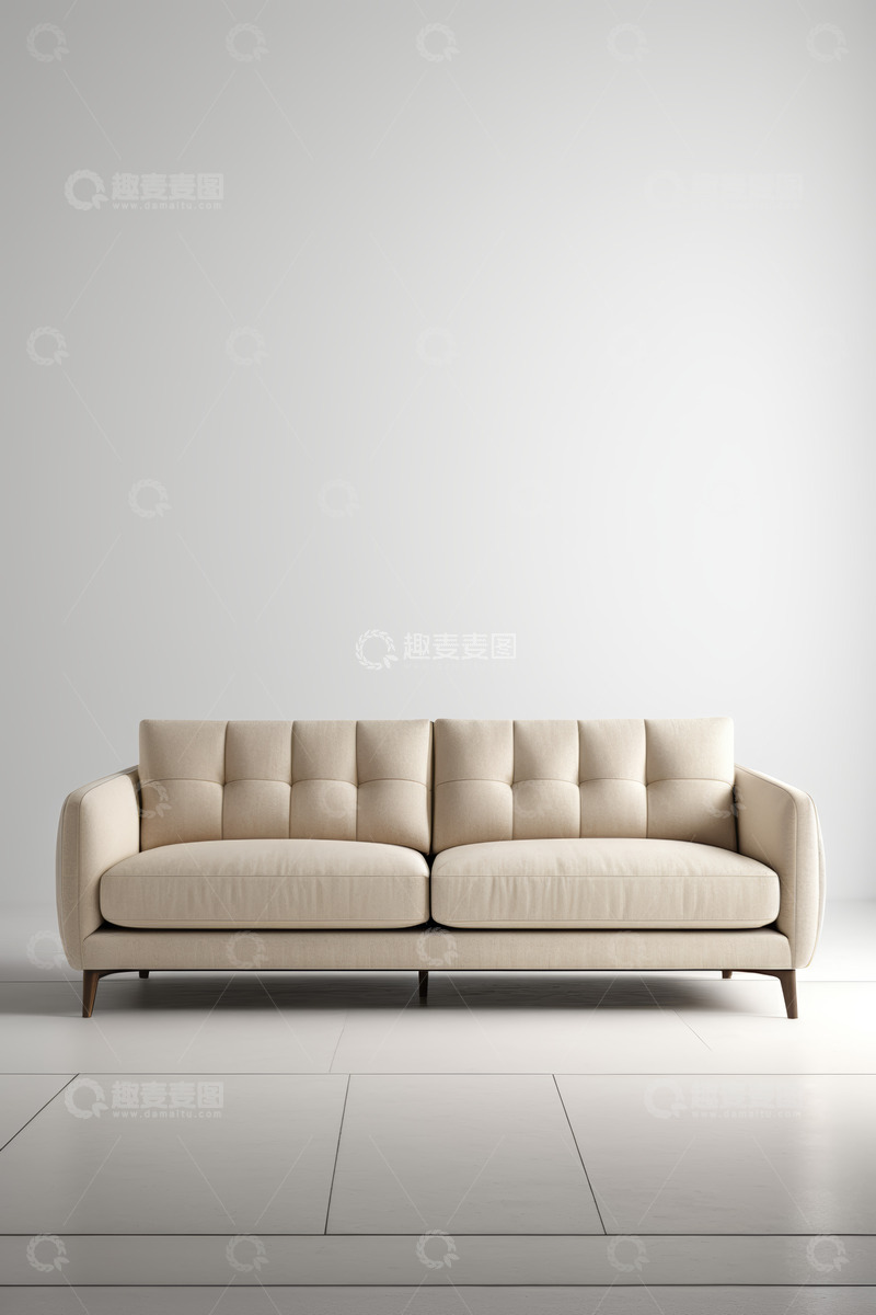 高清大图下载【趣麦麦图】米色双人沙发现代简约展示