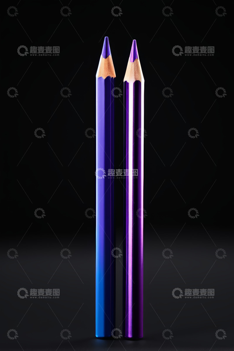 高清大图下载【趣麦麦图】两支紫色铅笔特写