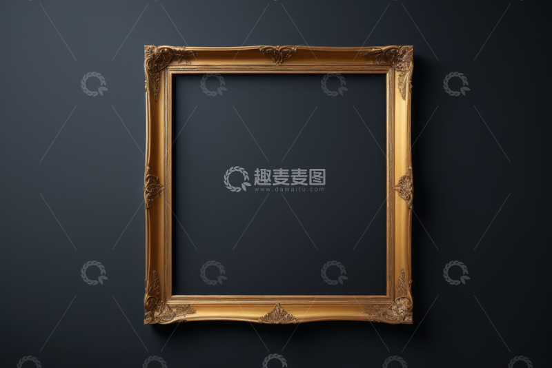 高清大图下载【趣麦麦图】黑色背景上的金色装饰框架