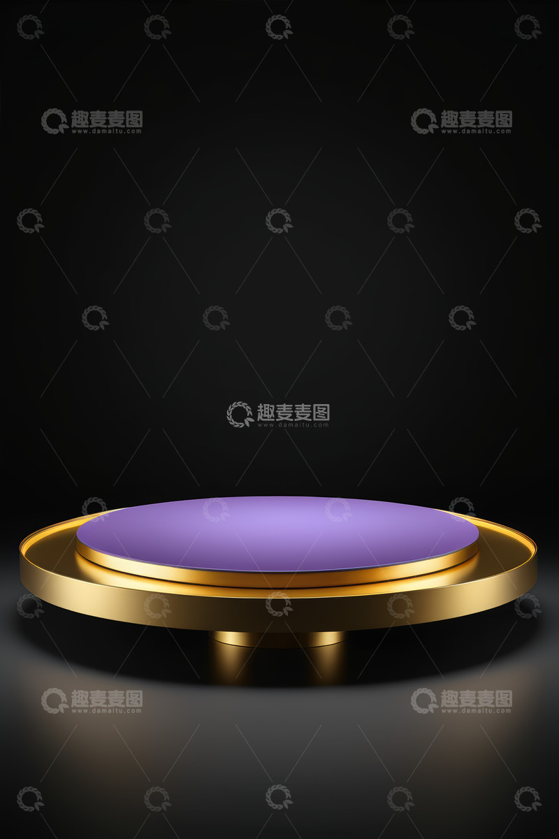 高清大图下载【趣麦麦图】黑色背景金色紫色展示台