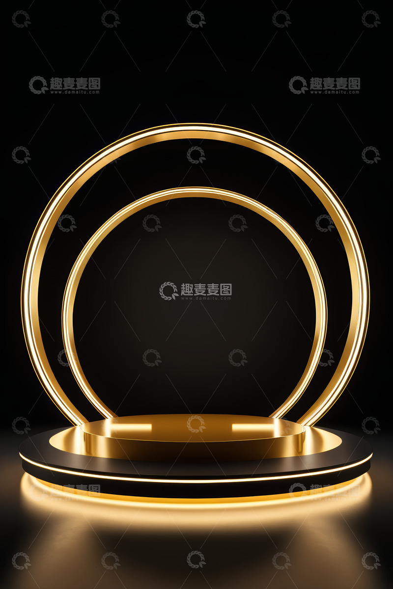 高清大图下载【趣麦麦图】金色发光环形展示台