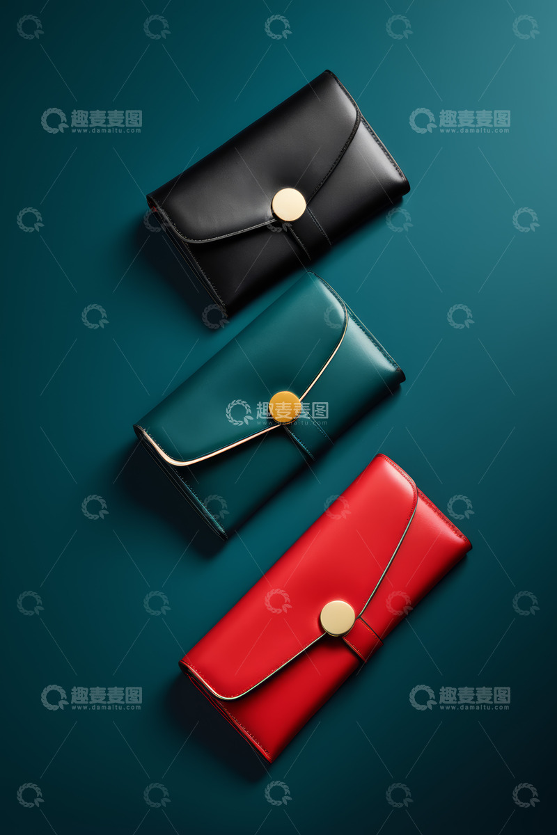 高清大图下载【趣麦麦图】三色长款钱包展示