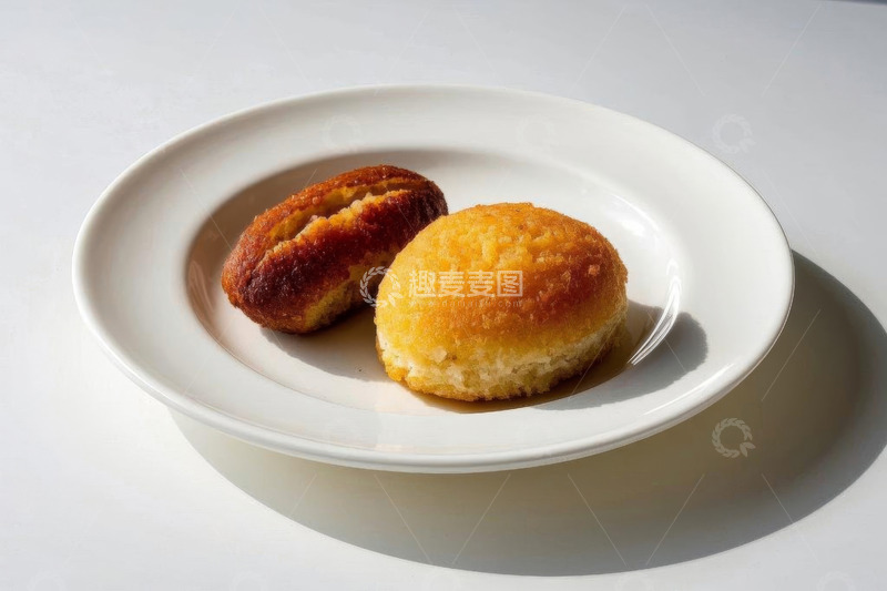 高清大图下载【趣麦麦图】白色盘中的糕点特写