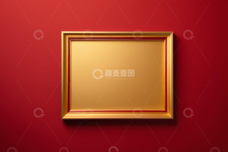高清大图下载【趣麦麦图】红色背景上的金色装饰框架