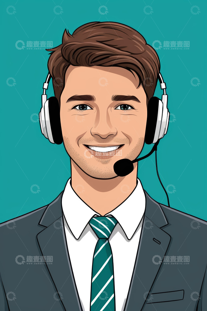 高清大图下载【趣麦麦图】戴耳机穿西装的男士头像