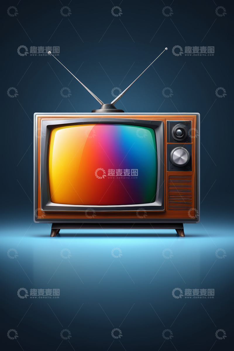 高清大图下载【趣麦麦图】复古彩色屏幕老式电视机