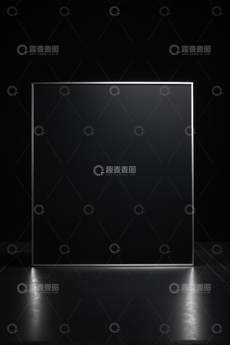 高清大图下载【趣麦麦图】黑色背景下发光矩形框架