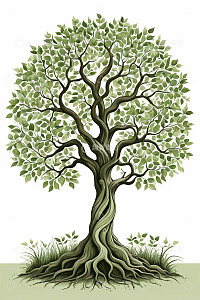 插画风格绿色大树植物素材