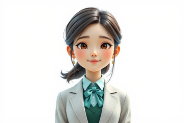 卡通女孩商务装扮肖像