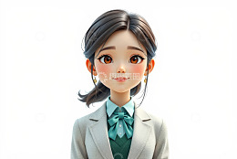 卡通女孩商务装扮肖像