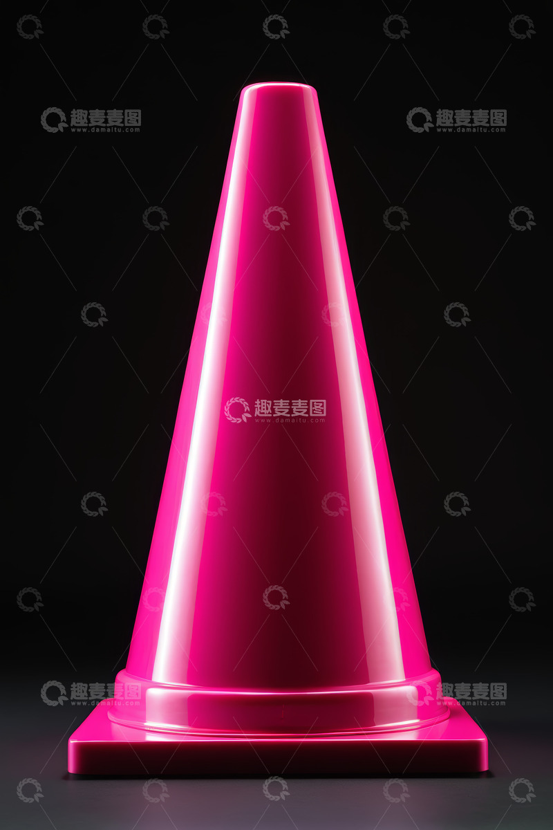 高清大图下载【趣麦麦图】玫红色交通警示锥特写