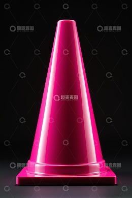 玫红色交通警示锥特写