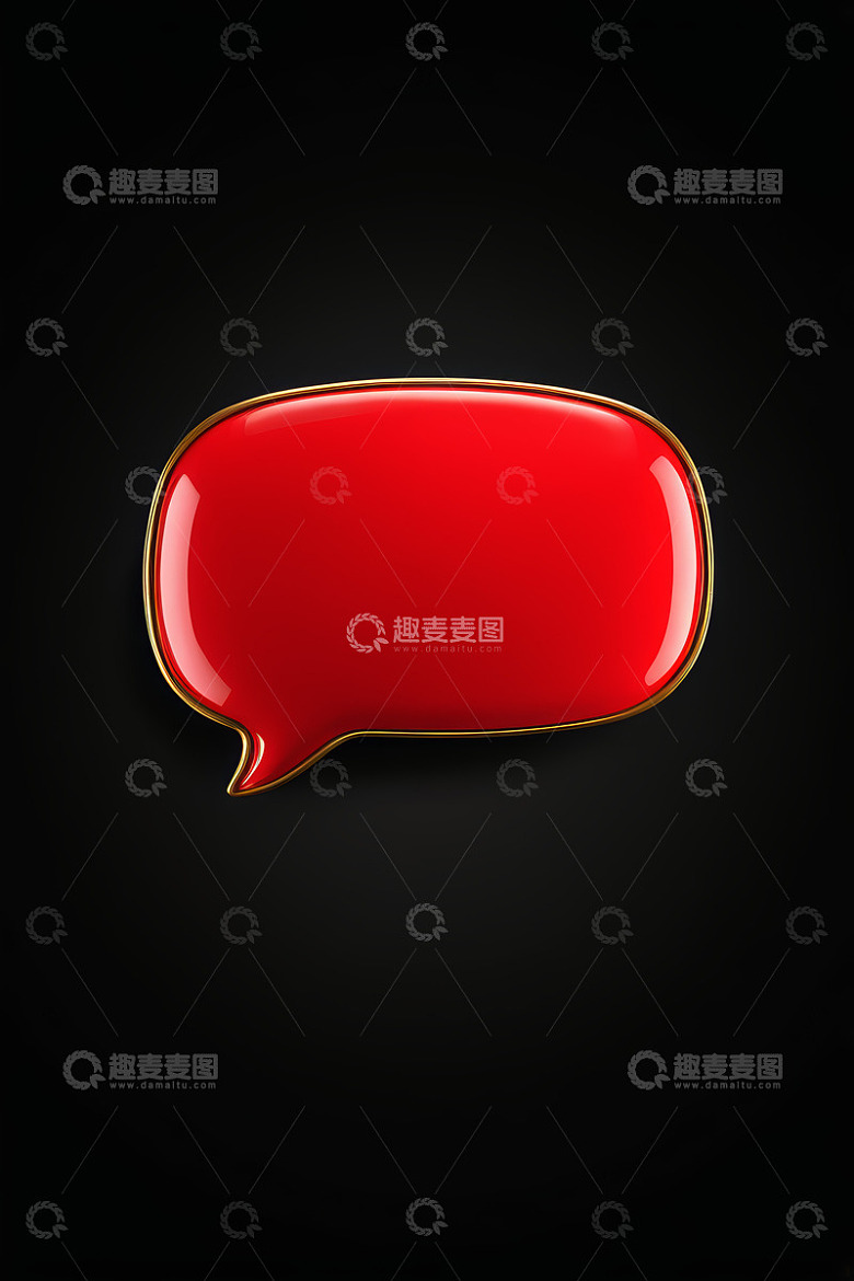 红色金边对话气泡图标